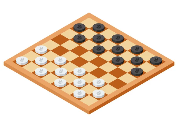 Επιτραπέζιο Παιχνίδι Επίπεδη Ισομετρική Άποψη Μεμονωμένη Έγχρωμη Εικόνα Της Σκακιέρας — Διανυσματικό Αρχείο