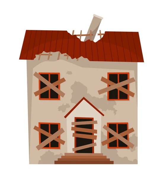 Vieille Maison Habitation Altérée Maison Abandonnée Mauvais État Mauvais Vieux — Image vectorielle