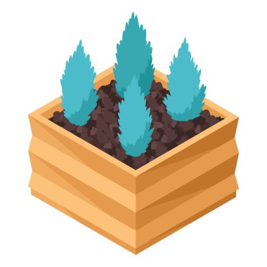 Isome bahçe mobilyaları izometrik ikon, çalı. Beyaz arkaplanda izole edilmiş vektör terası açık salon ya da veranda ögesi.