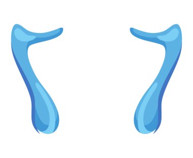 Cartoon tear drops icon. Sorrow cry streams, tear blob. Crying fluid, falling blue water drops. Isolated vector for sorrowful character weeping expression. Wet grief droplets.