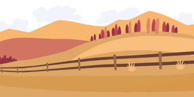 Güzel doğal çevre manzarası. Seyahat reklamları, turist siteleri, sunumlar için iyi. Düz vektör illüstrasyonu.