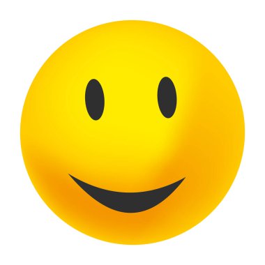 Gülümseyen, mutlu, sarı bir yüz. Gülümseyen emoji simgesi. Vektör çizgi film illüstrasyonu.