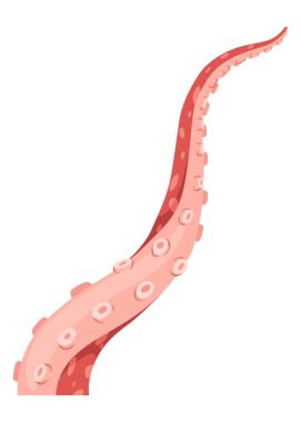 Ahtapot dokunaçları ya da deniz mürekkep balığı ikonu. Beyaz arka planda ürkütücü deniz canavarı kolu. Vektör karikatür sualtı hayvanı.