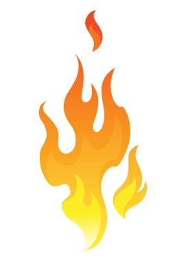 Alev ikonu ateşle. Çizgi filmlerdeki ateş ya da şenlik ateşi, güç ateşini yakar. Güç ışığı enerji silueti. Kamp ateşi düz stil. İzole vektör illüstrasyonu.