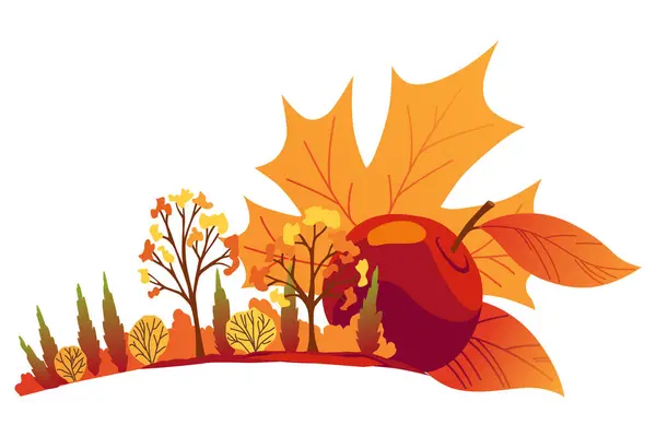 Fairy Tale Story Autumn Season Apple Seasonal Banner Social Media — Stock Vector