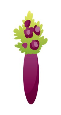 Seramik Vazoda Güzel Çiçekler, İç Dekorasyon Vektör İllüstrasyon için Çiçek Buketi.