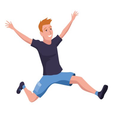 Çocuklar ikona atlıyor. Çocuk aktiviteleri tasarım elemanı. Kapalı ya da açık havada eğlence, fitness atlayışı. Akrobatik ve jimnastik egzersizleri. Vektör illüstrasyonu.