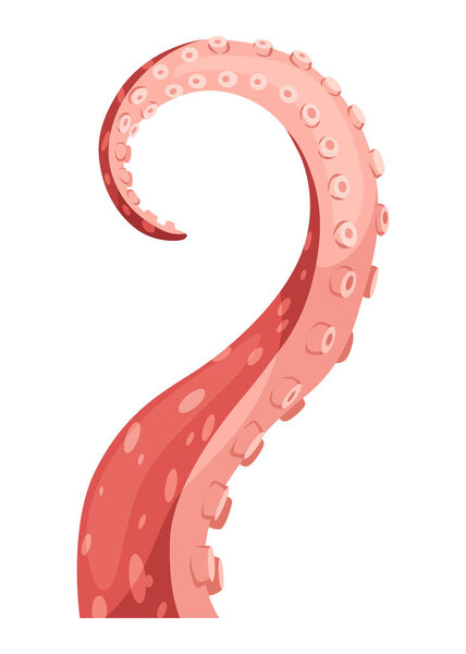 Octopus tentacles or sea squid icon. Spooky marine monster arm on white background. Vector cartoon underwater animal.