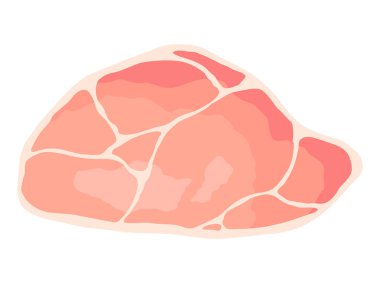 Et simgesi. Kasap dükkanının tezgahı için ürün. Süpermarket yemekleri. Üst görünüm dekoratif vektör illüstrasyonu.