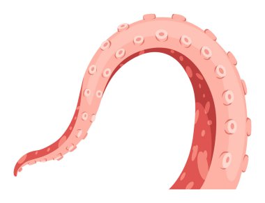 Ahtapot dokunaçları ya da deniz mürekkep balığı ikonu. Beyaz arka planda ürkütücü deniz canavarı kolu. Vektör karikatür sualtı hayvanı.