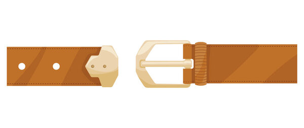 Кожаные ремни с пряжкой изолированы на белом фоне.