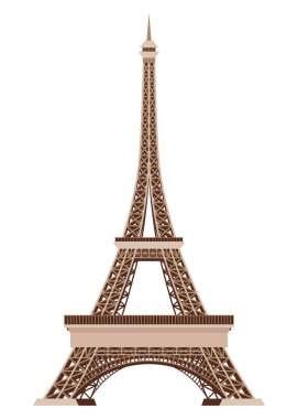 Eyfel Kulesi vektör simgesi. Dünyaca ünlü Fransa turizm sembolü. Beyaz arka planda izole edilmiş uluslararası mimari anıt. Vektör illüstrasyonu.