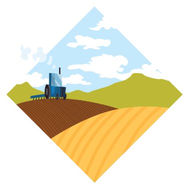 Traktör toprağı sürüyor. Tarla ekiminin bir yansıması.