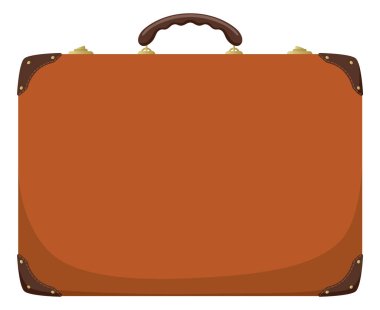 Retro deri çanta ikonu. Gezginin bavulu. Düz vektör illüstrasyonu.