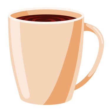 Çay ikonu. İçki yerine sapı olan sevimli moda çanak çömlek. Klasik çay fincanı. Çizgi film tarzında elle çizilmiş moda vektör çizimi.