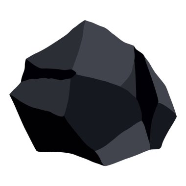 Kömür siyah mineral kaynakları. Fosil taşı parçaları. Çokgen şekilli. Grafit ya da kömürden siyah kaya taşı. Enerji kaynağı kömür simgesi.