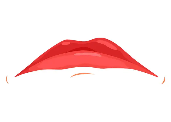 Red Lip Female Woman Expressed Emotion Beauty Concept Modern Flat — Stock Vector