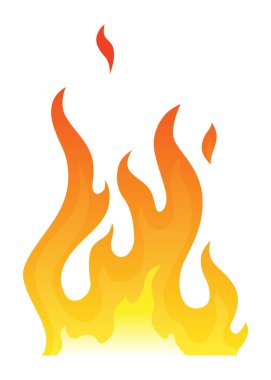 Alev ikonu ateşle. Çizgi filmlerdeki ateş ya da şenlik ateşi, güç ateşini yakar. Güç ışığı enerji silueti. Kamp ateşi düz stil. İzole vektör illüstrasyonu.