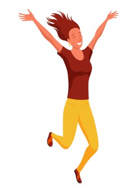 Mutlu zıplayan insanlar. Mutlu pozitif genç kadınlar. Genç gülen insanlar beyaz arka planda elleri havada atlıyorlar..