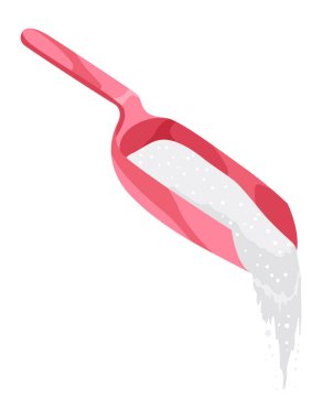 Şeker çizgi film sembolü. Tatlı, besleyici, lezzetli şeker. Rafine şeker granüle ya da kristal. Vektör illüstrasyonu.