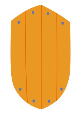 Tahta kalkan oyun ikonu. Vektör karikatür oyunu ui sembolü. Rpg bilgisayar veya mobil oyun Gui.