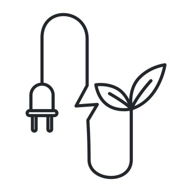 Ekoloji çizgisi sanat ikonu, doğa ve çevre. Koruma, gezegen bakımı, doğal geri dönüşüm gücü. Vektör ekoloji çizgisi çizimi.