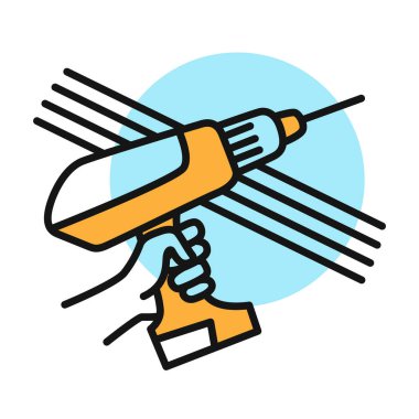 Bina çizgisi simgesi. Basit bir renkte renk sembolü. Uygulama tasarımı için endüstri inşaat sembolü. Vektör çizgi film illüstrasyonu.