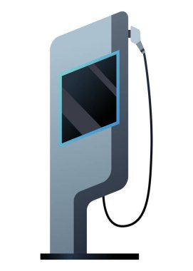 Araba şarj ikonu. Elektromobil şarj istasyonu, alternatif yakıt. Ev elektrik, geleceğin temiz enerjisi. Düz biçimli vektör illüstrasyonu, modern tasarım.