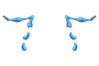 Cartoon tear drops icon. Sorrow cry streams, tear blob. Crying fluid, falling blue water drops. Isolated vector for sorrowful character weeping expression. Wet grief droplets.