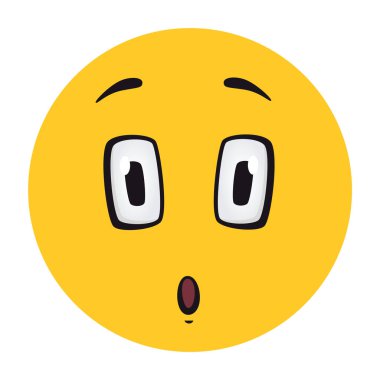 Çizgi film suratları. Komik yüz ifadeleri, karikatür duyguları. Sevimli bir karakter, anlamlı gözleri ve ağzı olan, gülen surat ifadesi olan bir vektör..