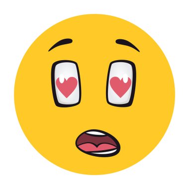 Çizgi film suratları. Komik yüz ifadeleri, karikatür duyguları. Sevimli bir karakter, anlamlı gözleri ve ağzı var, gülen surat, gülen surat, mutlu dil ifadesi..