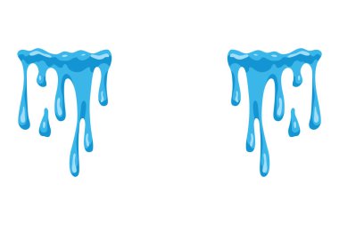 Cartoon tear drops icon. Sorrow cry streams, tear blob. Crying fluid, falling blue water drops. Isolated vector for sorrowful character weeping expression. Wet grief droplets.
