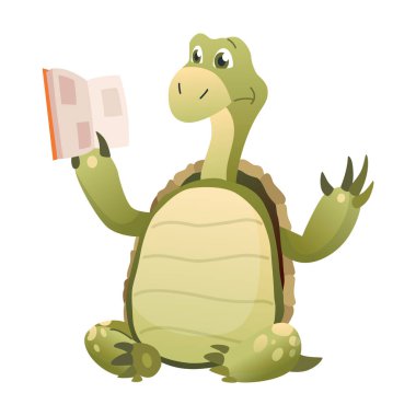 Yavru hayvan okuma kitabı. Sevimli çizgi film hayvanı. Edebiyat okuyan komik zeki bir karakter. El çizimi vektör illüstrasyonu.