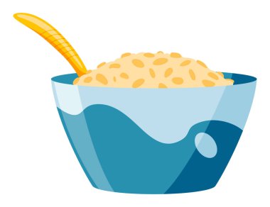 Bebek için sağlıklı yemek. Beyaz arka planda izole edilmiş çocuk yemek ikonu. Meyve ve sebze püresi, lapa, süt ve bisküvilerin vektör düz çizimi.