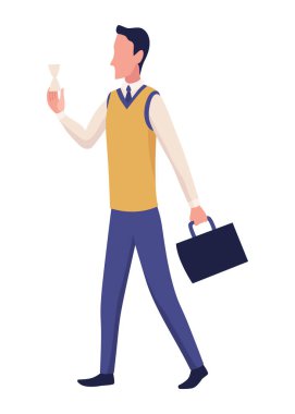 Etkili zaman yönetimi. Verimlilik çalışma zamanı. Üretkenlik saati olan serbest işçi. Zaman yönetimi, kontrol iş zamanı ya da iş bitiş süresi kavramı, akıllı iş adamı.