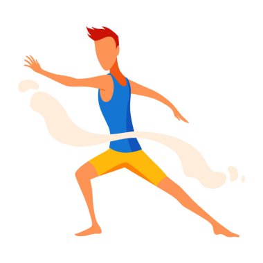 Çağdaş ve klasik dans. Dansçı karakter tasarımı. Düz vektör çizimi. Modern dans tarzı. Hip-hop, break, bale.