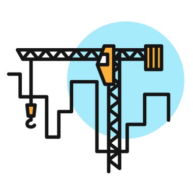 Bina çizgisi simgesi. Basit bir renkte renk sembolü. Uygulama tasarımı için endüstri inşaat sembolü. Vektör çizgi film illüstrasyonu.