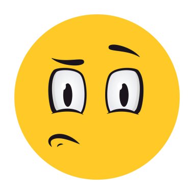 Çizgi film suratları. Komik yüz ifadeleri, karikatür duyguları. Sevimli bir karakter, anlamlı gözleri ve ağzı olan, gülen surat ifadesi olan bir vektör..