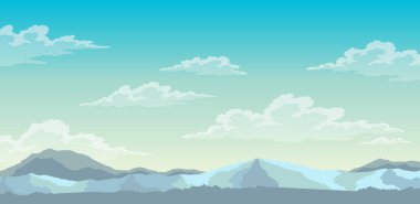 Güneşli bir günde bulutlu bir gökyüzü. Mavi bulutlu karikatür yaz zamanı. Güzel cennet arka planı.