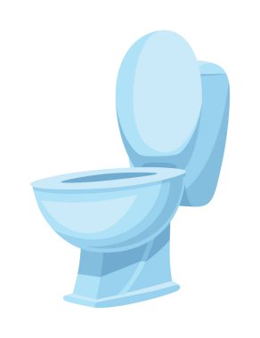 Yeni seramik klozet ve lavabo. Temiz banyo iç dekorasyonu. Vektör çizgi film düz illüstrasyon.