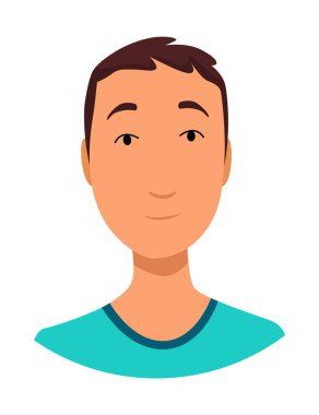 Kulaklığı olmayan çağrı merkezi operatörü Avatar. Çevrimiçi destek servisi asistanı. Erkek müşteri yardım müdürü. Karakterin vektör çizimi.