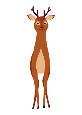 Deer animal icon. Cute spotted forest deer. Wild nature creature concept. Horny spotted reindeer vector illustration. clipart