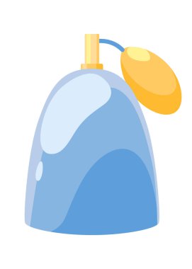 Çizgi film parfüm şişesi, kokulu su ve parfüm retro ambalajı. Moda şişesi, dekoratif kız kozmetik düz düzgün vektör..