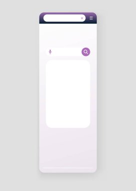 Tarayıcı arama çubuğu. Web sayfası internet tarayıcı düğmesi, arama kutusu şablonu. İnternet arama sistemi. Kullanıcı arayüzü tasarımının basit bir ögesi. Vektör illüstrasyonu.
