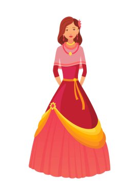 A vibrant digital artwork that features enchanting princess character, depicted in their beautiful dress clipart