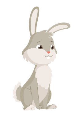 Çizgi film tavşanı. Tavşan evcil hayvan silueti. Şirin, izole edilmiş hayvan ikonu. Vektör tavşan karakter çizimi.