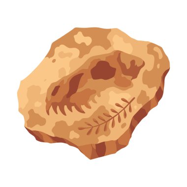 Dinozor fosil iskelet kemikleri, izole arkeoloji kazıları. Yeraltında yatan tarih öncesi sürüngen iskeletleri. Çizgi film paleontolojik tarihi eser.