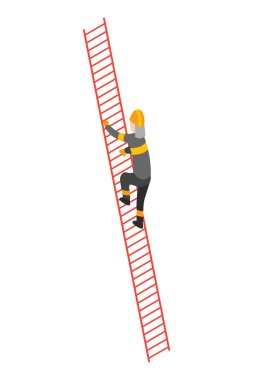 İtfaiyeci izometrik ikonu ile itfaiyeciler yangını söndürmeye çalışıyor. İtfaiyecilerin kariyer konsepti. İnsanları vektör illüstrasyonu kaydediliyor.