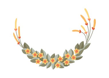 Yuvarlak çiçek çerçevesi, çiçekli klasik çelenk. Halk sanatı, çiçekli süs çerçevesi. Parlak illüstrasyon, davet kartı oluşturma veya oluşturma olarak kullanılabilir.