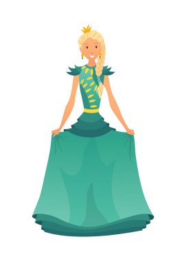 Güzel elbiseleriyle betimlenen büyüleyici prenses karakterini içeren canlı bir dijital sanat eseri.